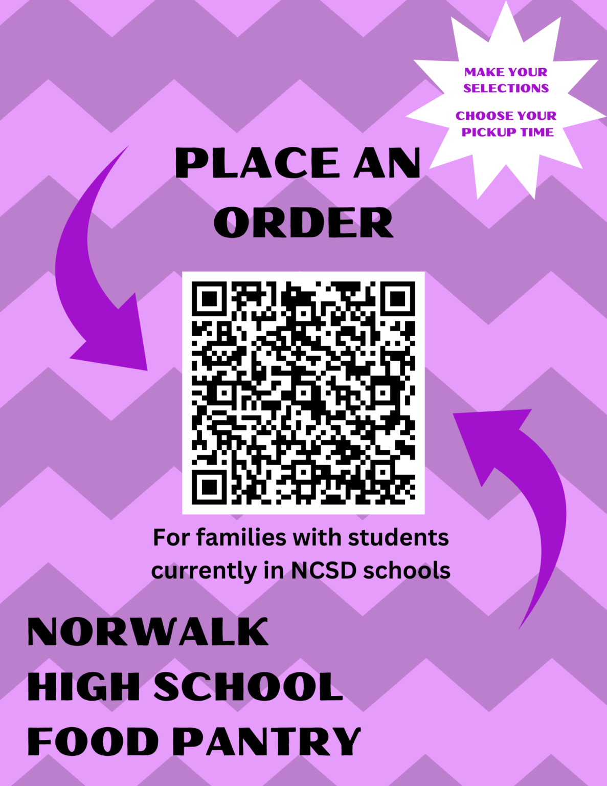 HS Food Pantry order form QR code – Norwalk Community School District